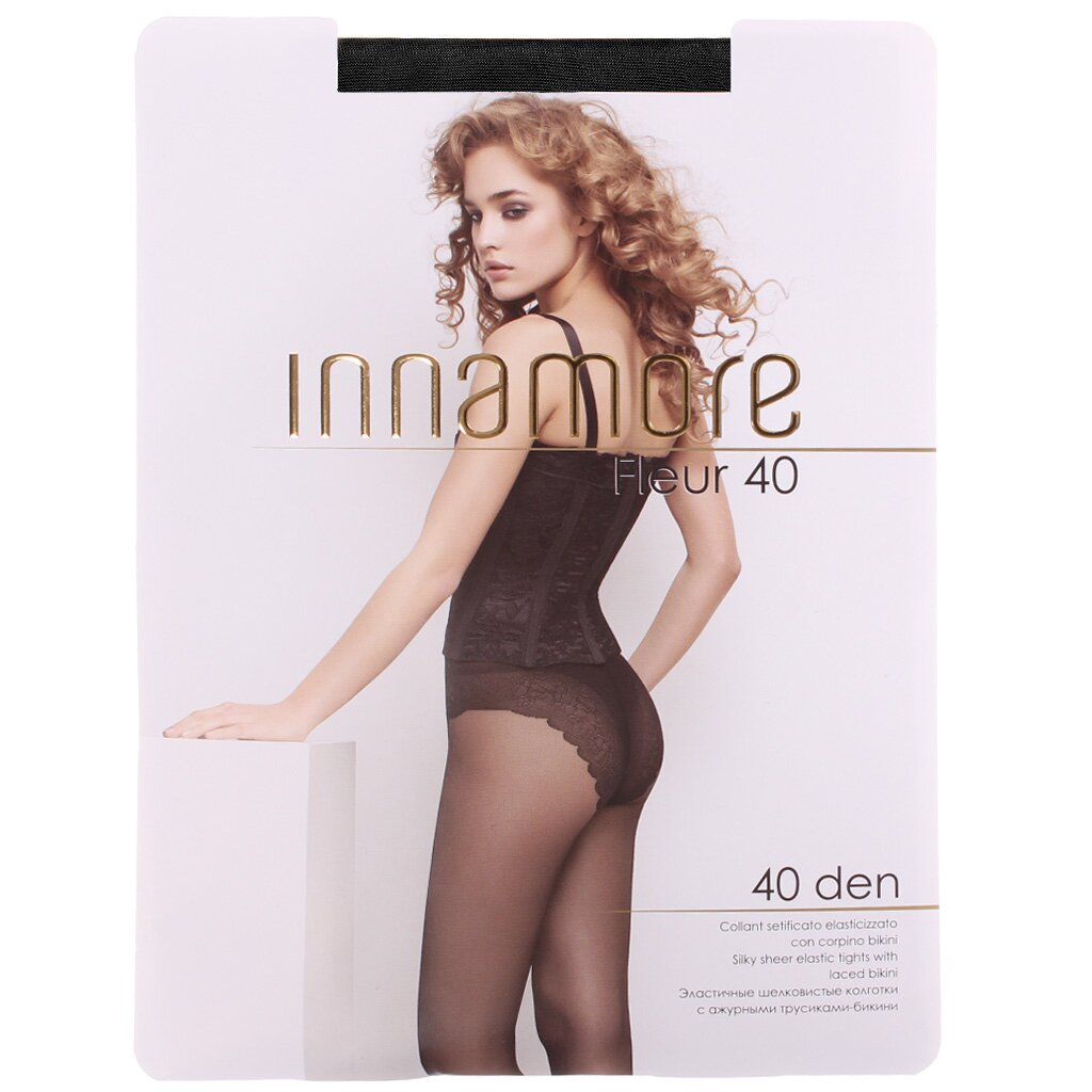 Колготки Innamore, Fleur, 40 DEN, р. 5, nero/черные, с ажурными трусиками и прозрачным мыском