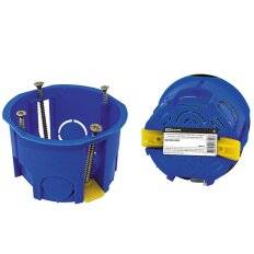 Коробка установочная, скрытая, диаметр 68х45 мм, TDM Electric, с саморезами, пластиковые лапки, синяя, IP20, SQ1403-0901
