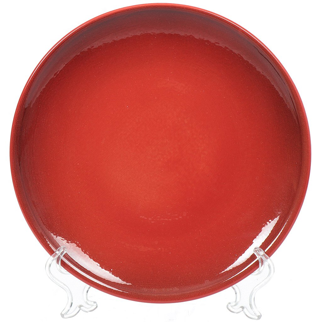 Тарелка обеденная, керамика, 22 см, круглая, Красная с тонировкой, Борисовская керамика, КРС14458374