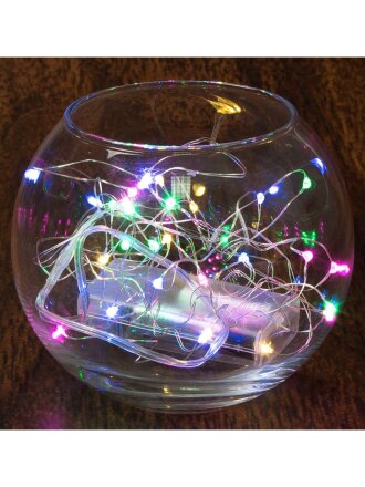 Гирлянда 20 ламп, 2 м, 1 режим, свет мультиколор, серебристая, в помещении, на батарейках, LED, SYDB-041902