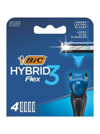 Сменные кассеты для бритв Bic, Flex 3 hibrid, для мужчин, 4 шт, 948274