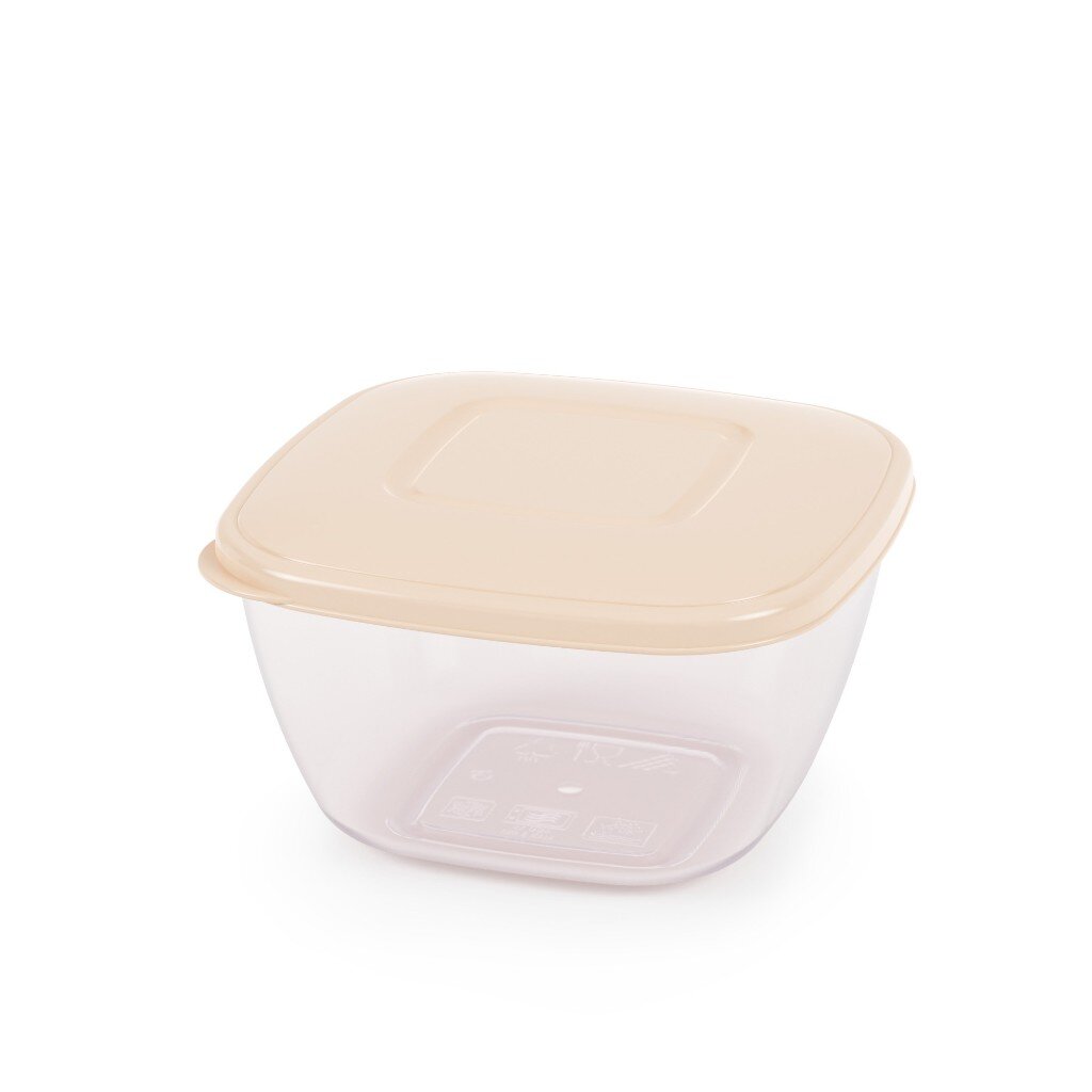 Контейнер пищевой пластик, 0.8 л, 13.5х13.5х8 см, бежевый, Альтернатива, М8788 контейнер пищевой для сыра пластик 8 см альтернатива м4672