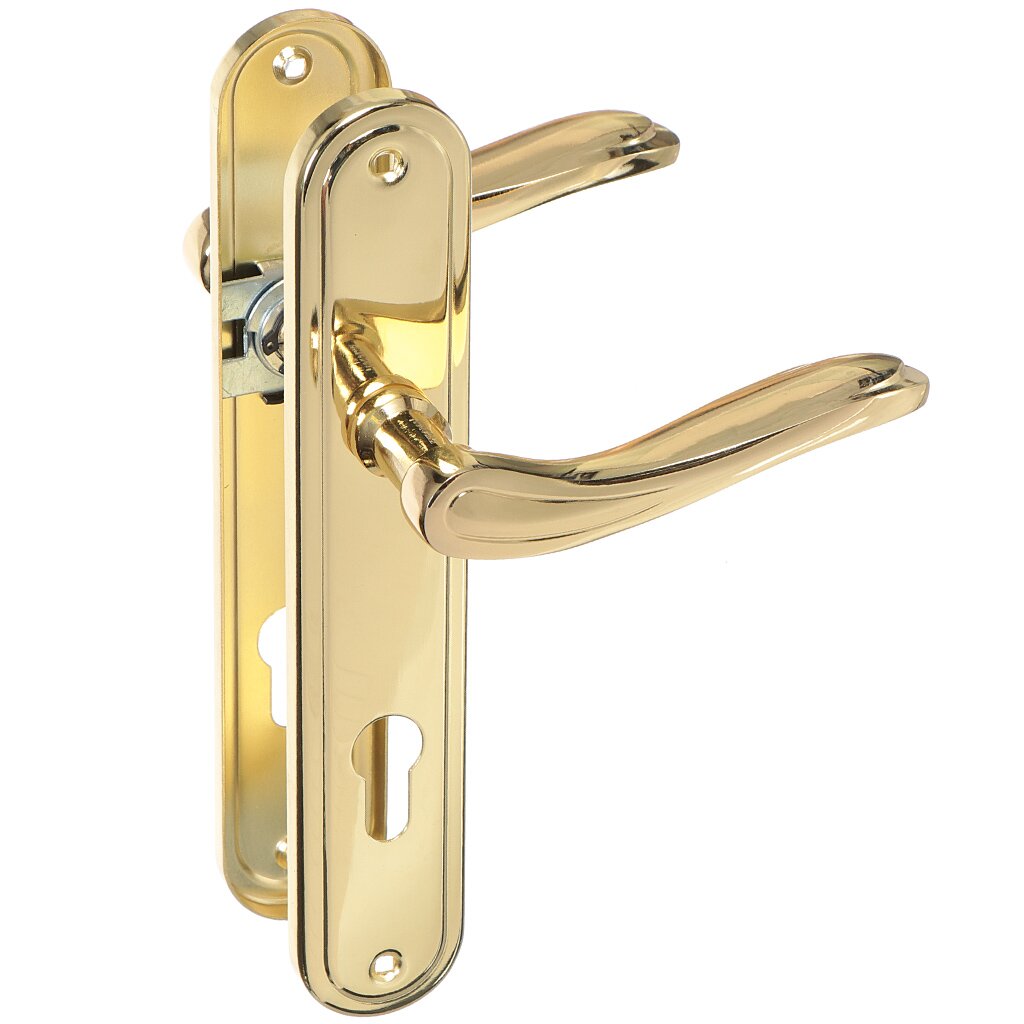 Ручка на планке Trodos, AL59/85-M PB, 204490, золото личинка замка двери trodos цмв 209202 60 мм с заверткой золото блистер 5 ключей