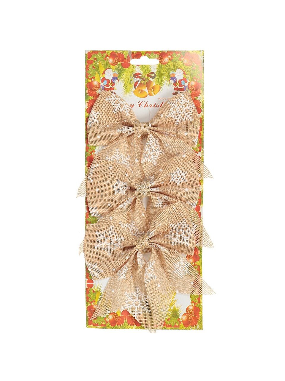 Набор елочных украшений Бант, 3 шт, золото, 11х12 см, текстиль, SY18WPQ-079