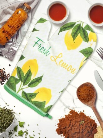 Прихватка-варежка 26х18 см, 100% полиэстер, Лимоны новые, Y9-192