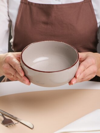 Салатник керамика, круглый, 15 см, 0.6 л, Pollen lite, Daniks, SDC1245, капучино