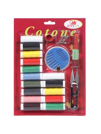 Набор для шитья 21 предмет, нитки 15шт, сантиметр, булавки, ножницы, иголки, наперсток, Y8-2704