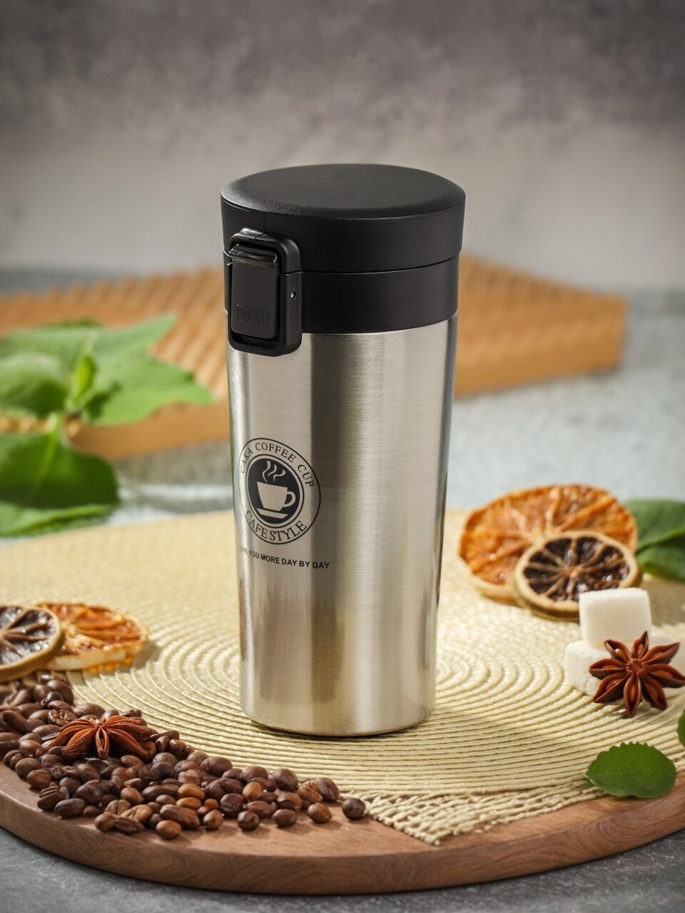 Термокружка нержавеющая сталь, 0.45 л, Coffee, серебро, B070074