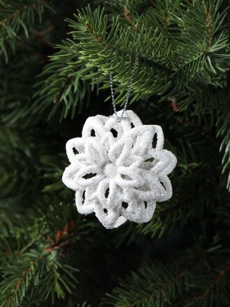 Набор елочных украшений Снежинки, 2 шт, белый, 5.5 см, пластик, объемные, Y4-9396