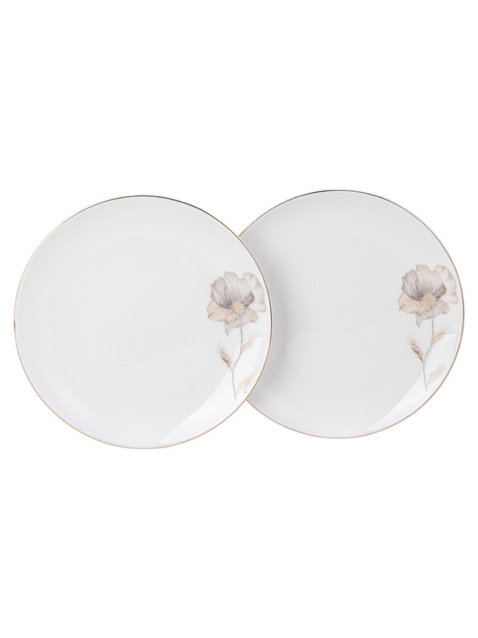 Набор тарелок закусочный, фарфор, 2 шт, 20.5 см, круглый, Inspiration Золотой цветок, Lefard, 422-121, белый