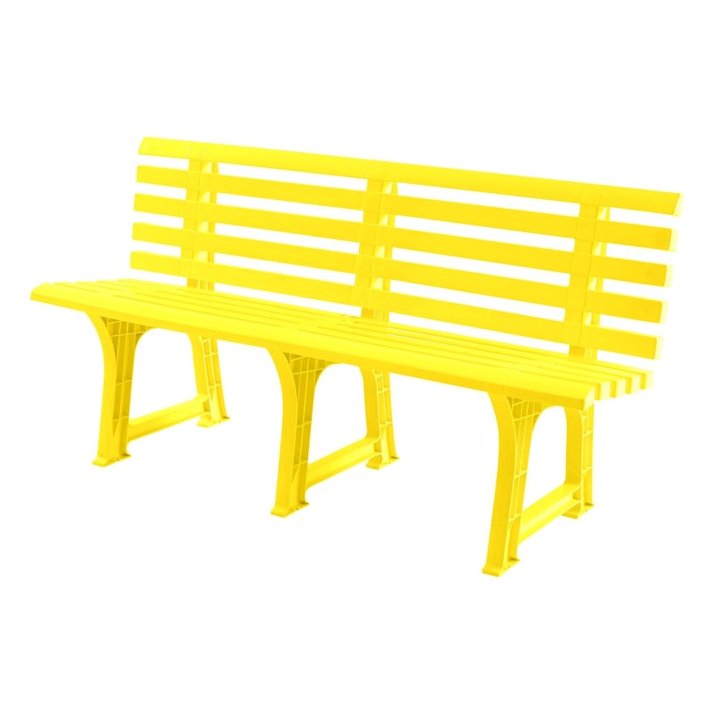 Скамейка садовая пластиковая СКП-МТ017 желтая, 50х150х70 см