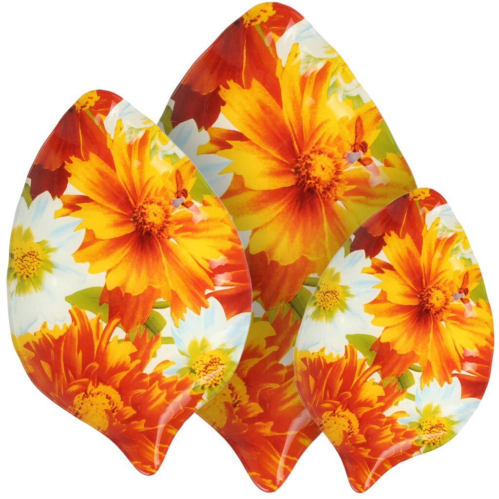 Ст Блюдо 3пр Георгины листок ZYJGL-151Le/13