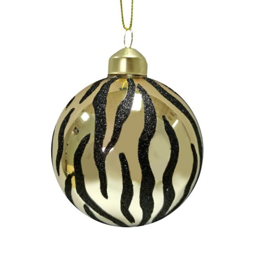 Елочный шар Черный Тигр, 8х8х8 см, стекло, 87264