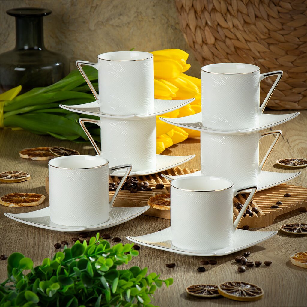Набор чайный керамика, 12 предметов, на 6 персон, 200 мл, Daniks, Y4-2722, подарочная упаковка чайный набор 5 предметов rpo 115024 5 rosenberg