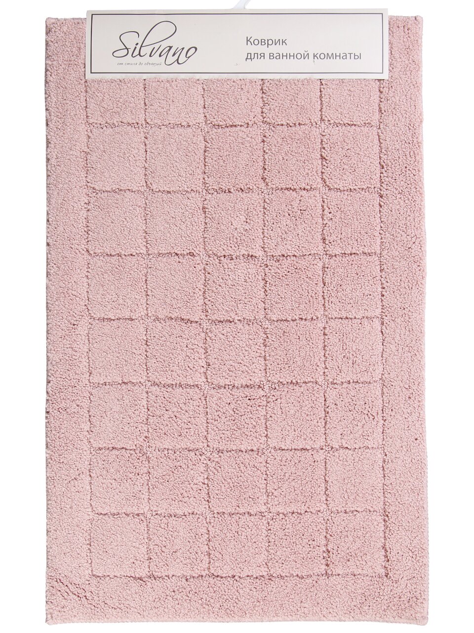 Коврик для ванной, 0.5х0.8 м, полиэстер, розовый, Silvano, Клетка, Y4-11460