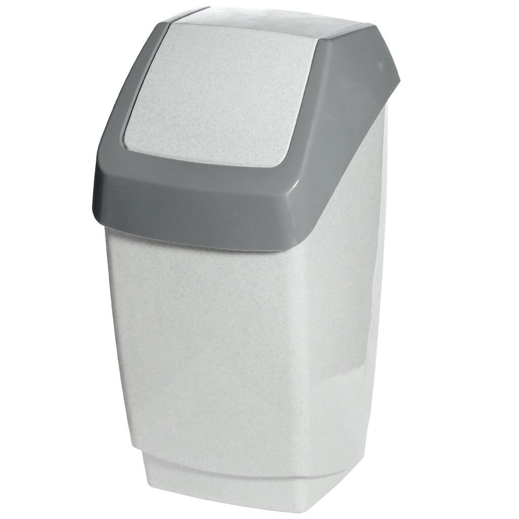 Контейнер для мусора пластик, 25 л, квадратный, плавающая крышка, мрамор, Idea, Хапс, М2472 контейнер для мусора пластик 4 5 л педаль белый idea призма м 2482