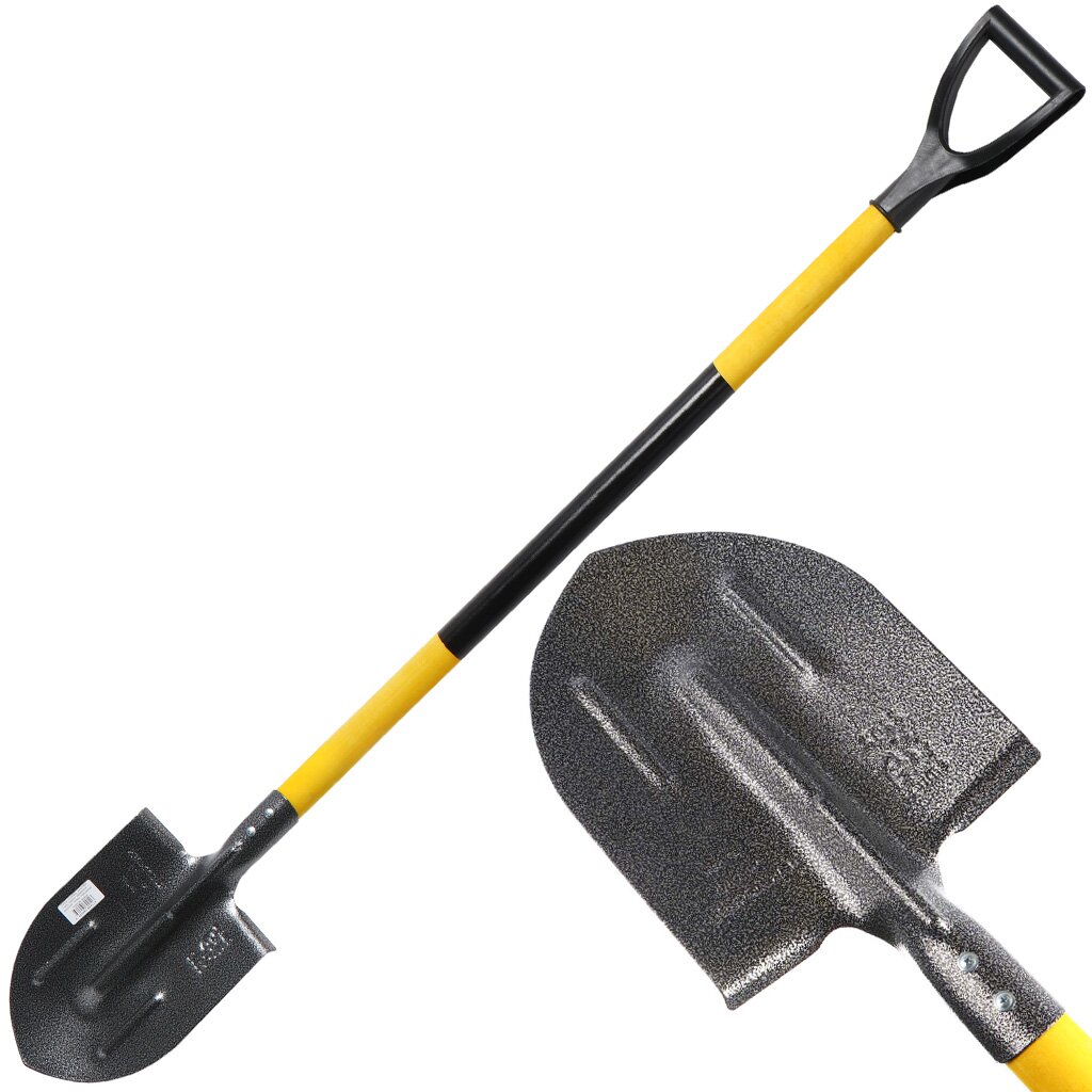Лопата штыковая, рельсовая сталь, черенок деревянный, с рукояткой, Клевер, окрашенный, покрытие мрамор алюминиевый черенок для лопаты fachmann