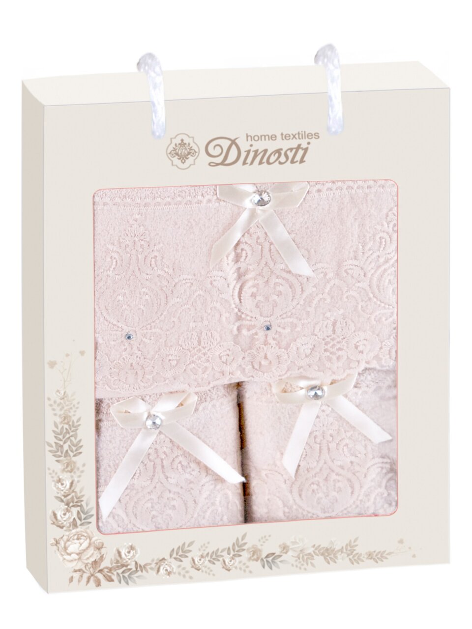 Набор полотенец 3 шт, 70х140 см, 50х90 см, 100% хлопок, Dinosti, Венецианское кружево, Россия