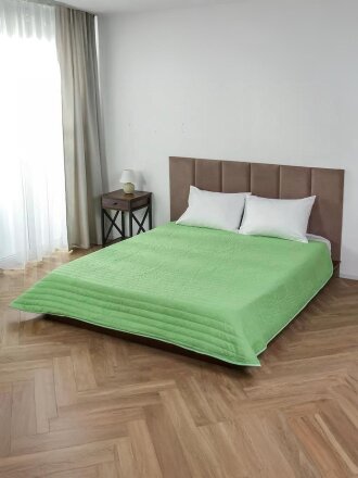 Покрывало евро, 210х240 см, 100% полиэстер, стеганое, Silvano, Текстура, зеленое