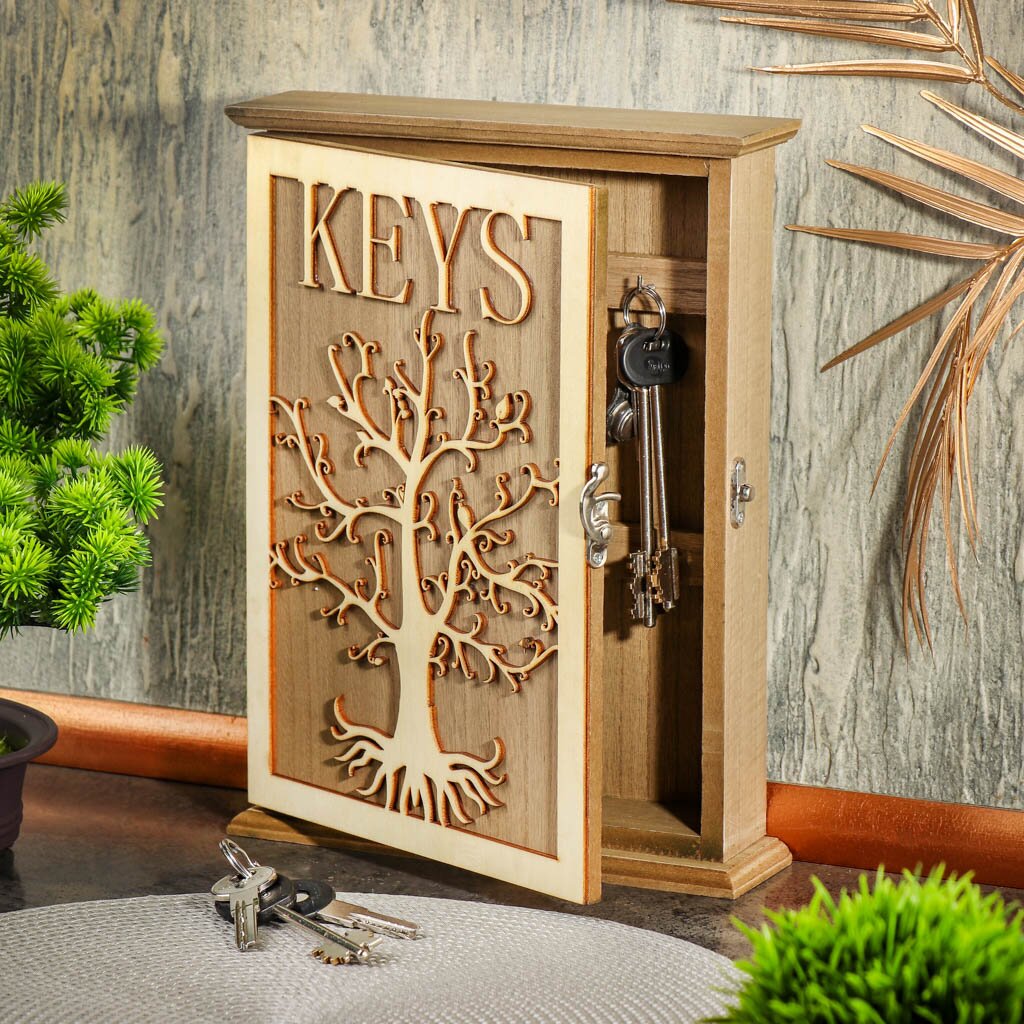 Ключница 22х29.5х6 см, дерево, 6 крючков, декоративная, Y6-10520 ключница начни 12х15 см