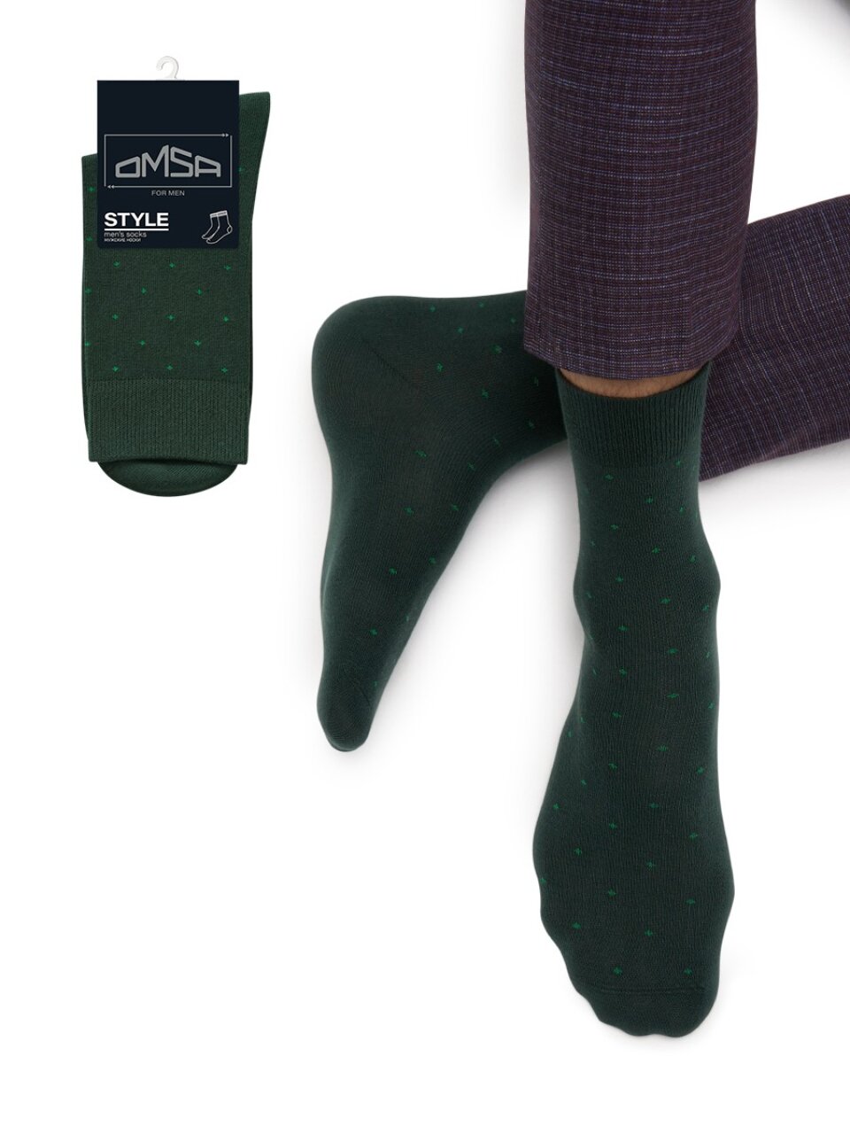 Носки муж, хлопок, Omsa, STYLE, 513, т.зелен, р.39-41