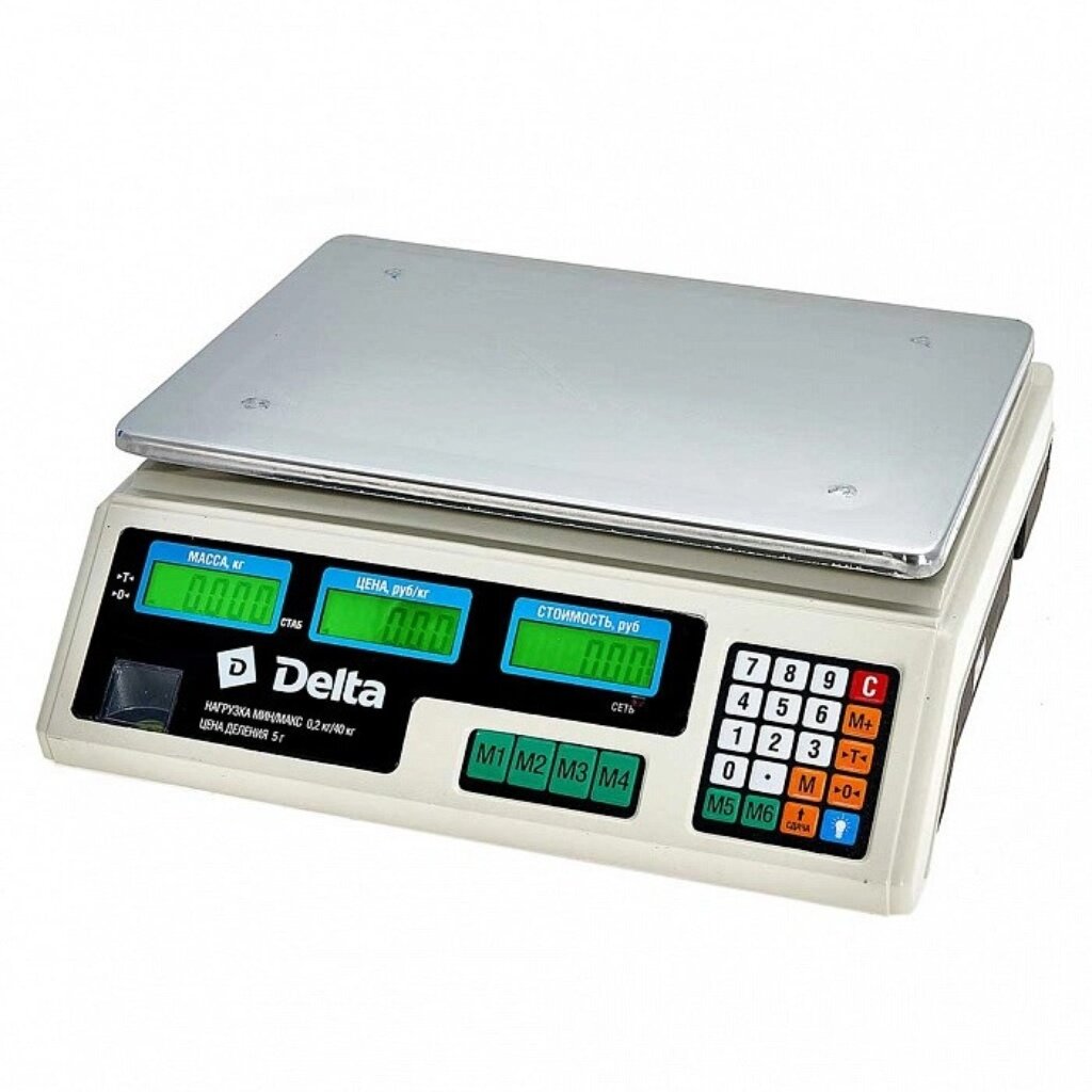 Весы торговые Delta, до 40 кг/ 5 г, ТВН-40 электронные торговые весы электроприбор