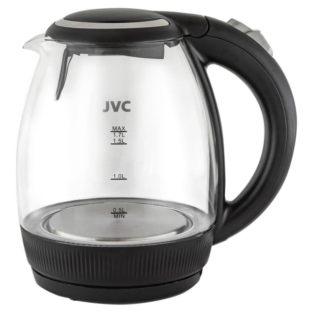 Чайник электрический JVC, JK-KE1516, черный, 1.7 л, 2200 Вт, скрытый нагревательный элемент, стекло чайник электрический jvc jk ke1516 1 7 л 2200 вт скрытый нагревательный элемент стекло