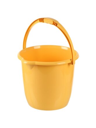 Ведро пластик, 10 л, желтое, хозяйственное, со сливом, Бытпласт, 431258506