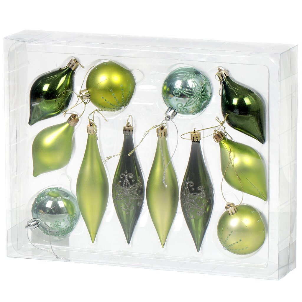 Елочный шар 12 шт, светло-зеленый, 6 см, пластик, SY18CBB-311
