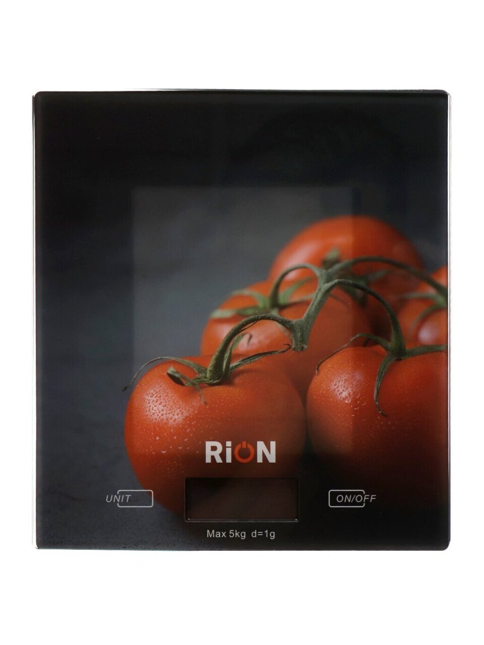 Весы кухонные электронные, стекло, Rion, Томаты, точность 1 г, до 5 кг, LCD-дисплей, PT-893