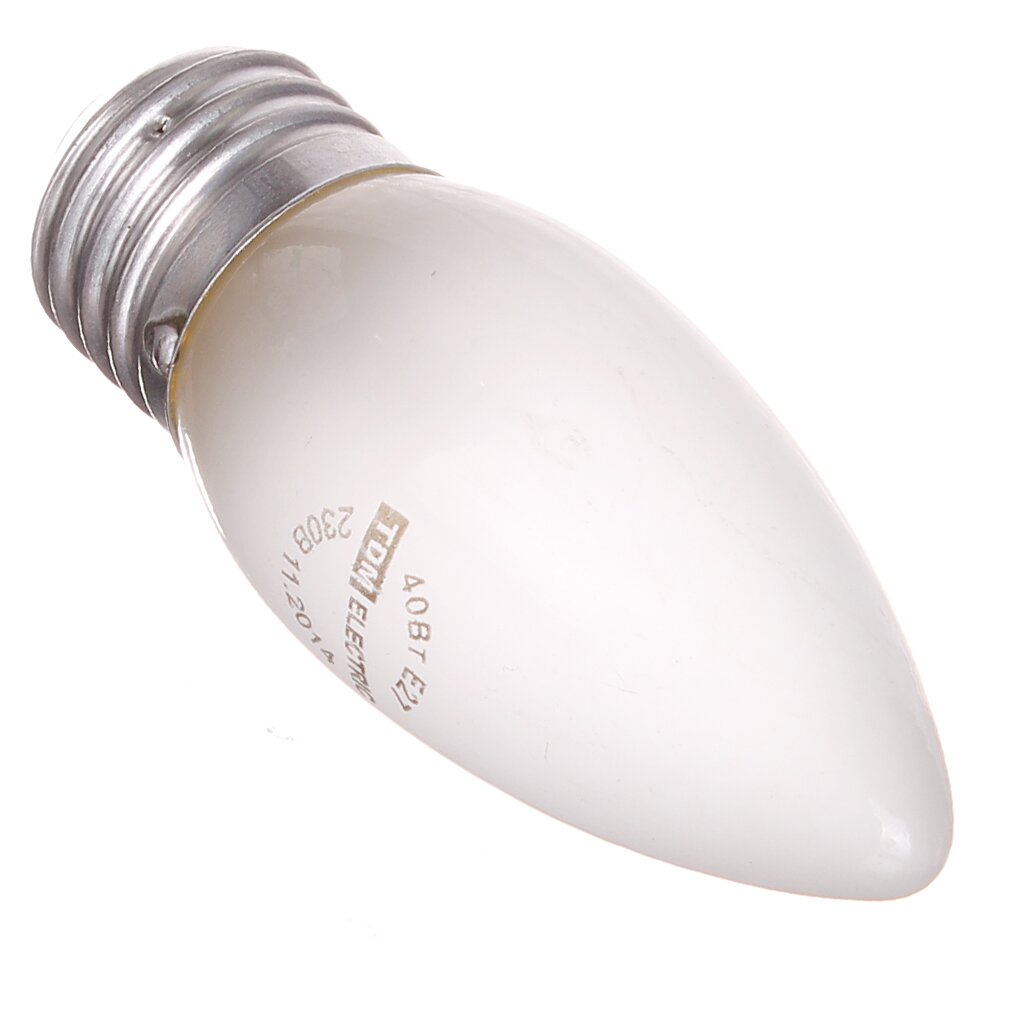 Лампа накаливания E27, 40 Вт, свеча, матовая, TDM Electric, SQ0332-0018