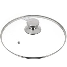Крышка для посуды стекло, 26 см, Daniks, металлический обод, кнопка нержавеющая сталь, Д5726