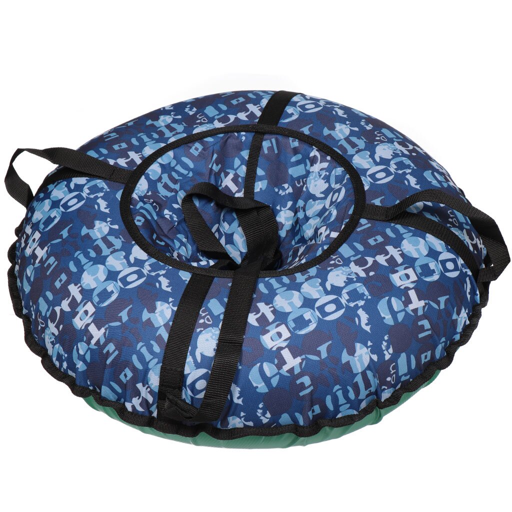 Ватрушка Дизайн Сине-голубой ПУ-диз-08-271 с буксировочным ремнем и ручками, 70 кг, 80 см