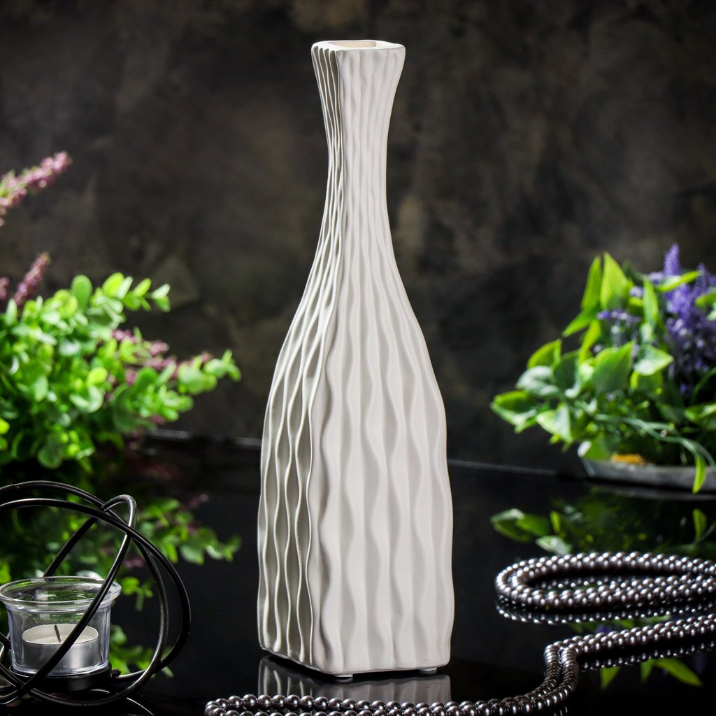 Ваза для сухоцветов керамика, настольная, 31.5 см, Корнелия, Y4-6557, белая ваза sofia керамика белая 20 см
