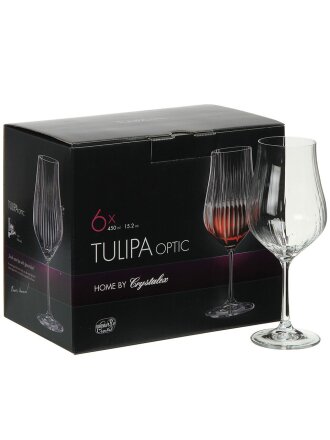 Бокал для вина, 450 мл, стекло, 6 шт, Bohemia, Tulipa optic, CR450101TO