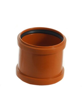 Муфта канализационная 110 мм, Мультимирпласт, наружная, рыжая, МФ НК 110 SN4