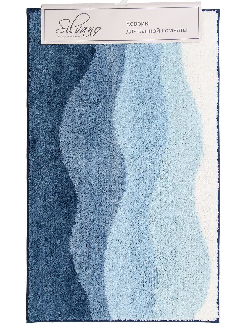 Коврик для ванной, 0.48х0.78 м, полиэстер, синий, Silvano, Волна, Y4-11468