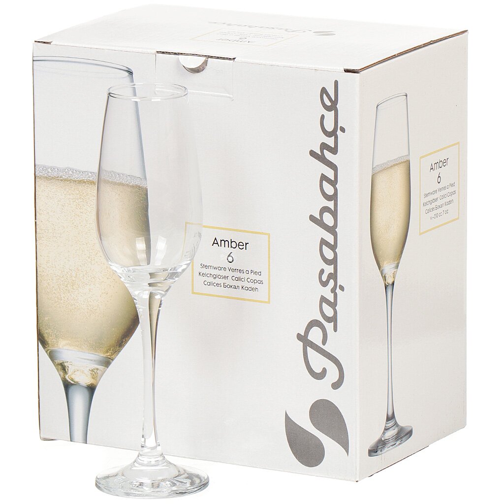 Бокал для шампанского, 210 мл, стекло, 6 шт, Pasabahce, Amber, 440295B бокалы для шампанского tescoma