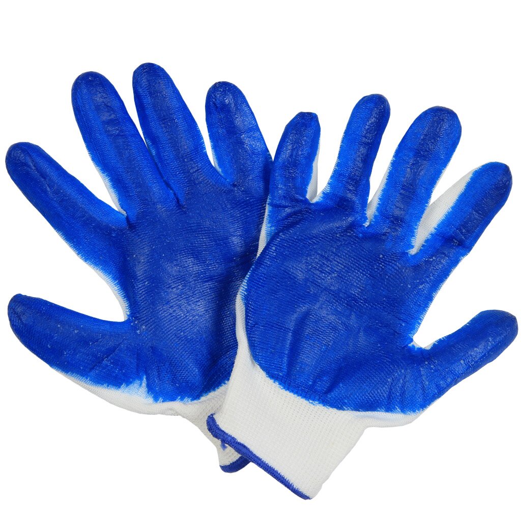Перчатки нейлон, нитриловый облив, синяя основа перчатки нейлон нитриловый облив синяя основа