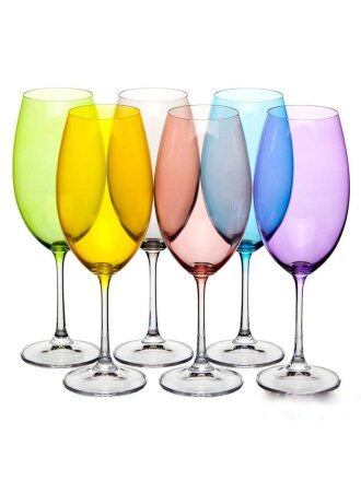 Бокал для вина, 510 мл, стекло, 6 шт, Bohemia, Milvus, цветная чаша, 91L/1SD22/0/D4642/510-662