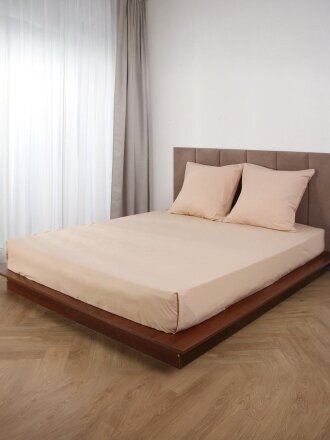 Простыня 1.5-спальная, 150 х 214 см, 100% хлопок, поплин, Silvano, Латте