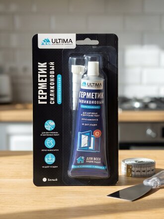 Герметик силиконовый, универсальный, Ultima, ULAUW00180, 80 мл, белый