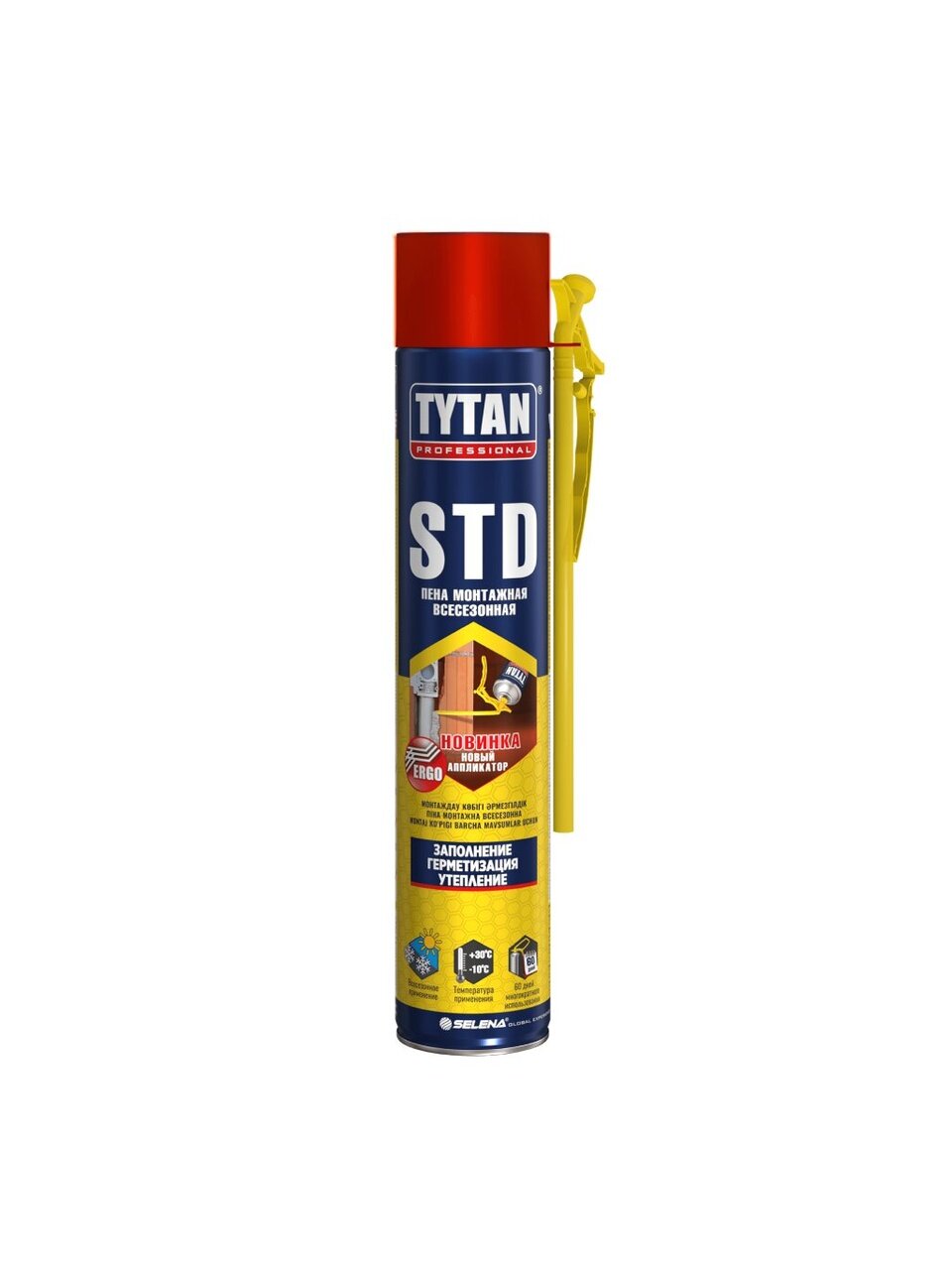 Пена монтажная Tytan, STD ЭРГО, бытовая, 42 л, 750 мл, всесезонная, 20263/16401