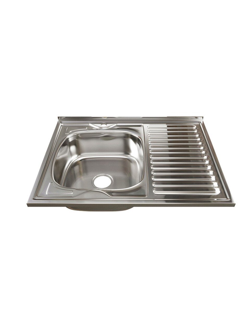 Мойка кухонная накладная, Mixline, нержавеющая сталь, 800х600 мм, левая, 0.8 мм, с сифоном