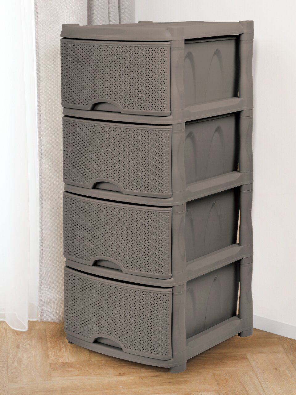 Комод 4 ящика, Rattan, 48х41х94.5 см, темный каштан, KL377312011, Keeplex