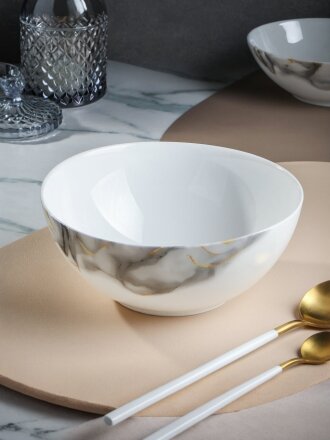 Салатник стеклокерамика, круглый, 20х8.3 см, 1.5 л, Флюид, Daniks, серый