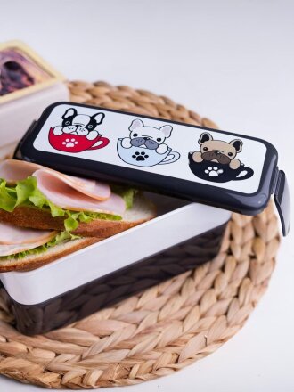 Контейнер пищевой для обеда пластик, 0.5, 0.5 л, 20х8х9 см, Idea, Бульдоги, М 1233