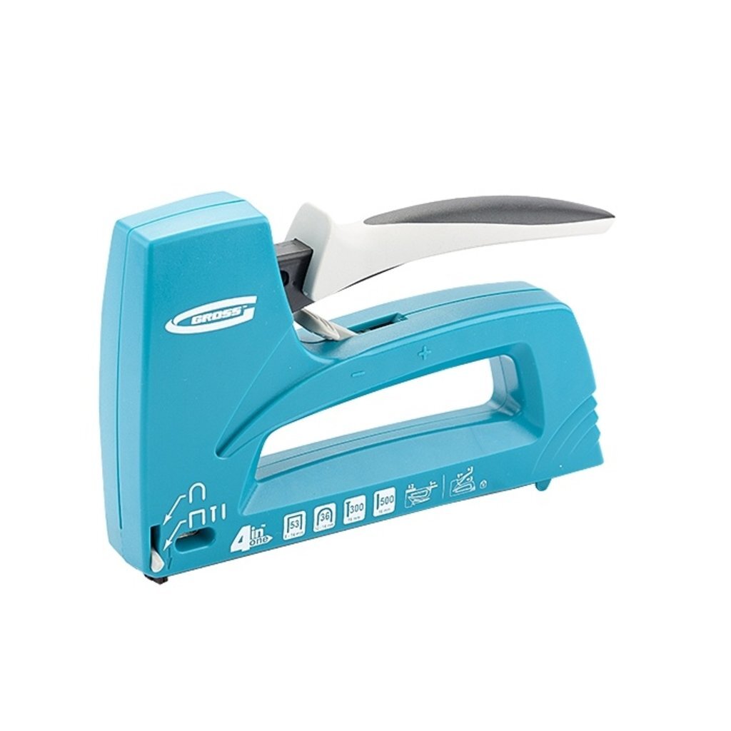 Степлер мебельный пластик, универсальный, 8-14 мм, тип скоб 36, 53, 300, 500, 4-х функциональный, Gross, 41005