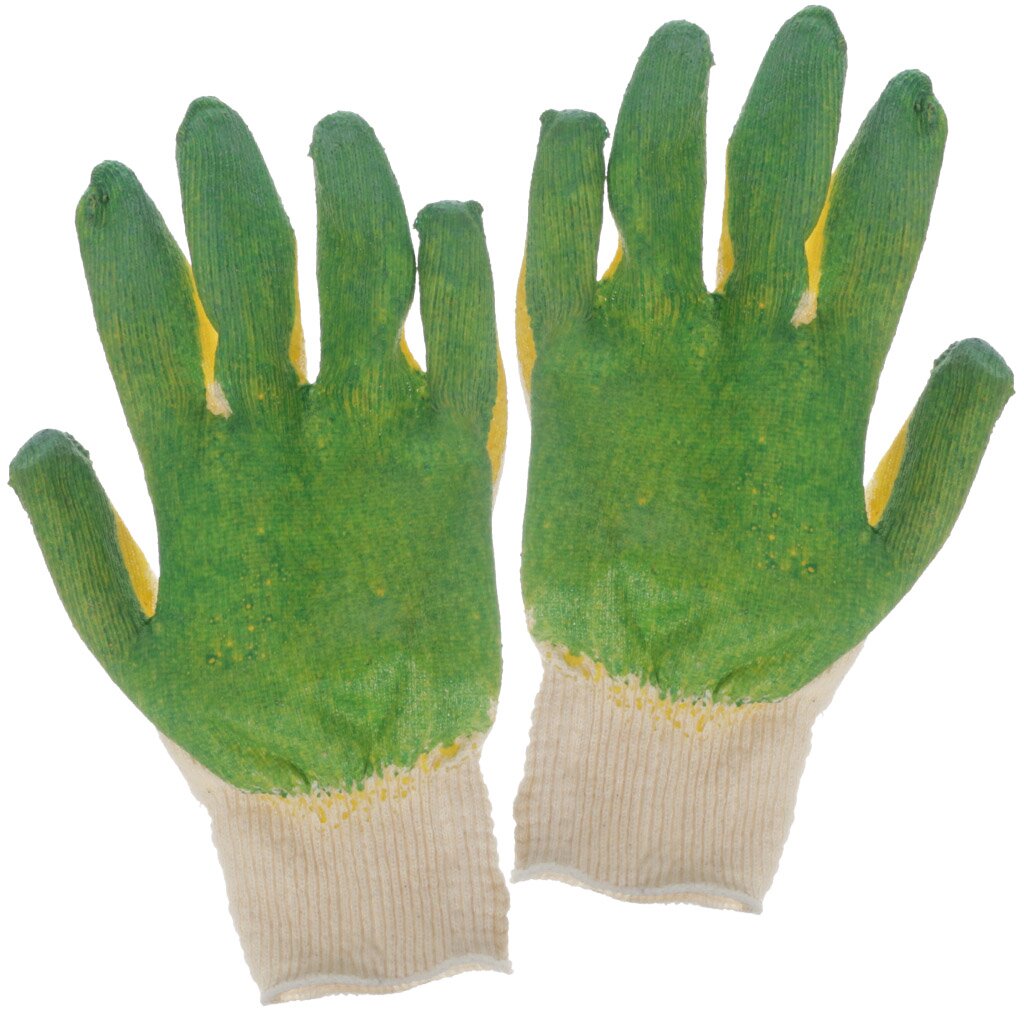 Перчатки х/б, латексный облив двойной, европодвес, 200302 перчатки кислотощелочестойкие латексный облив 10 xl защита до 70 80% тип 1
