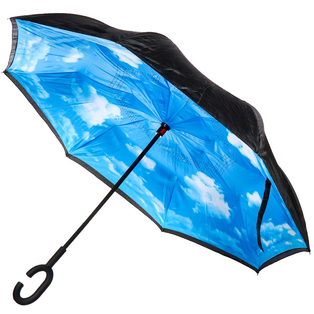Зонт для женщин, механический, трость, 8 спиц, 60 см, Облака, полиэстер, Y822-053 зонт для мужчин механический 8 спиц 61 см однотонный tu61 2
